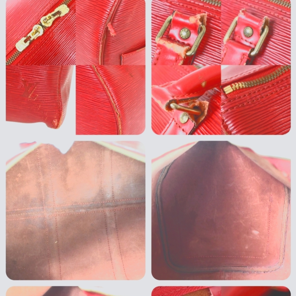 LOUIS VUITTON LV Logo Keepall 45 Travel Hand Bag Epi Leather Red